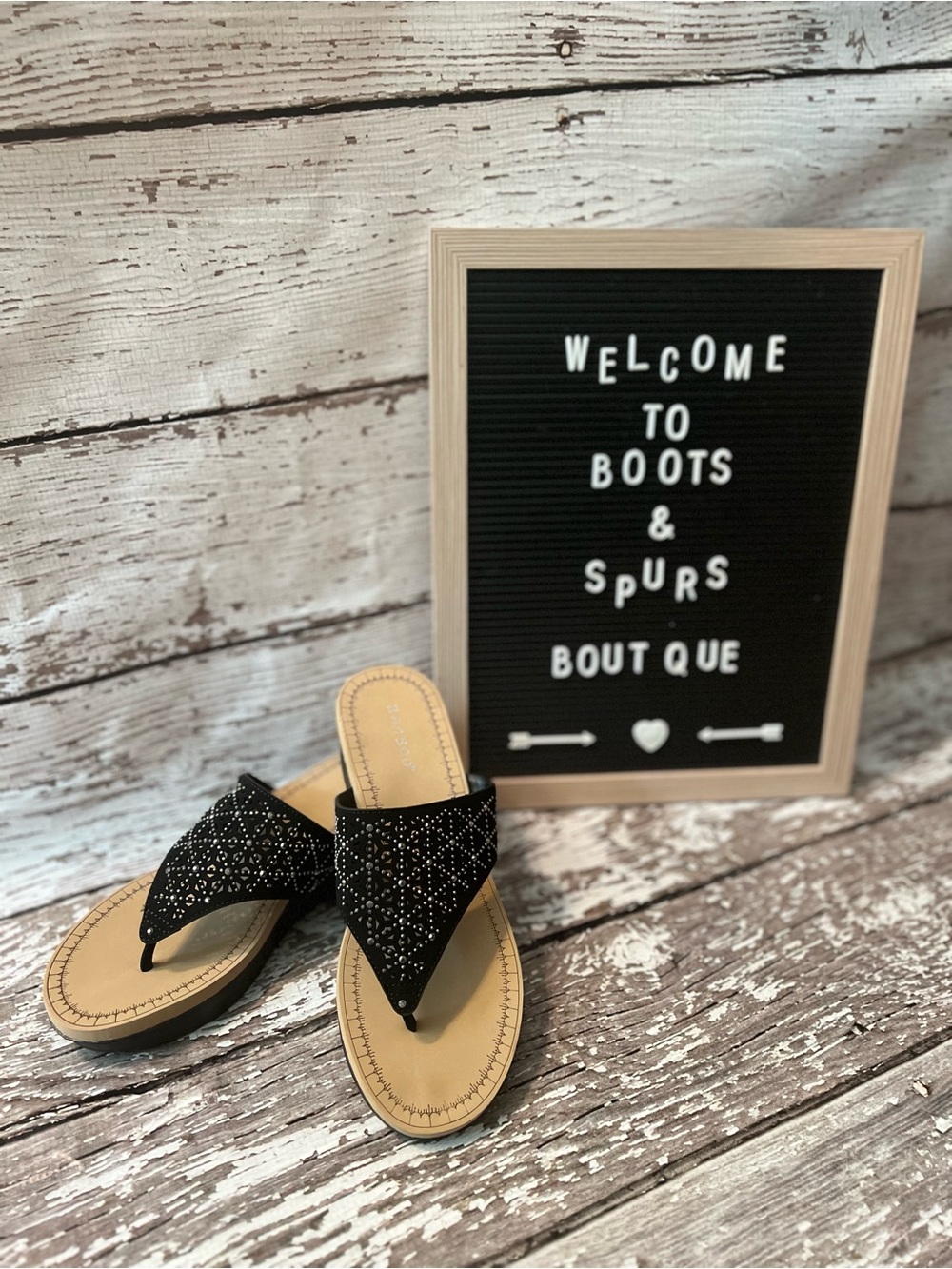 Black Embellished Thong Sandals